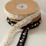 Heavy industry nail bead small fragrant wind ribbon ribbon bow bouquet decoration cake bouquet lace floral packaging material for sale