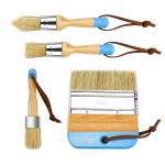 1.5in Chalk And Wax Paint Brushes Set 3pcs Wooden Handle DIY Painting for sale