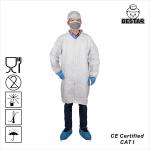 OEM Microporous Film Disposable Lab Coat Waterproof Smocks With Collar for sale