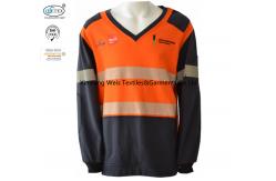 China Two Tone Knit Fleece Lightweight Fr Shirts With Reflective Stripes Welder Safety supplier