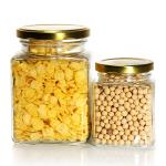Top Grade Square 180 Ml 280 Ml 380 Ml 500 Ml 730 Ml Glass Storage Jar With Tin Plate Lid for sale