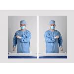 Anti Static Blue Disposable Isolation Gowns Knitted Cuff / Cotton Cuff for sale