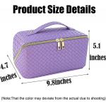 Waterproof Portable Leather Makeup Organizer Bag with Dividers and Handle