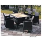 Teak table top with 4 wicker dining chair set -8186 for sale