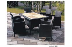 China Teak table top with 4 wicker dining chair set -8186 supplier