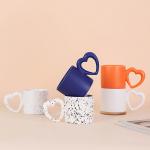 Matte Nordic Style Ceramic Coffee Cups Mug With Heart Shape Handle for sale