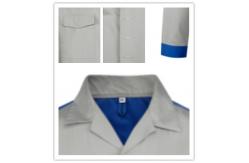 China Polyester 65% Cotton 35% Blue Cuffs Coat Light Gray Work Clothes supplier