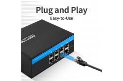 China Gigabit Industrial Unmanaged PoE Media Converter 8 Port 120W 240W DC48V Output supplier