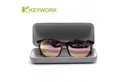 China Grayish White Clamshell Metal Eyeglass Case Oversized Optical Sunglass Eyeglasses Case supplier