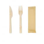 17cm Picnic Biodegradable Disposable Bamboo Cutlery Kits Of Fork Knife for sale