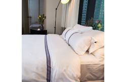 China Two - Tone Jacquard Duvet Cover Set , Hotel Bed Linen 100% Cotton White Blue supplier