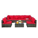U Shape Patio Couch Sofa Polyester Fabric Moisture Proof Outdoor Sofa Set