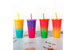China 710ml PP Plastic Disposable Plastic Juice Cup With Lid And Straw supplier
