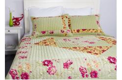 China Embroidered Velvet Quilted Bedspread , Straight Lines 3pcs Cotton Quilts And Coverlets supplier
