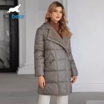 Luxurious Real Fox Fur Collar Mid Length Down / Cotton Jacket With Oblique Placket Design Showcasing Unique Elegance for sale