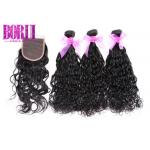 Virgin Malaysian Human Hair 3 Bundles With Closure Water Wave 8-26 Inch for sale