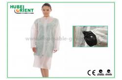 China Unisex MP / SMS / PP / Tyvek Single Use Lab Coat With Zipper Closure supplier