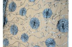 China 3D Embroidered Flower Sequin Lace Fabric With Cirrus Beaded For Ceremony Gown supplier