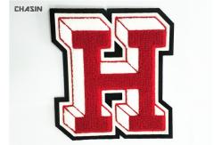 China Handmade H  Letterman Patches  College Jacket Embroidery Chenille Greek Letters supplier