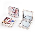 Personalized PU Leather Compact Folding Round Foldable Cosmetic Compact Pocket Sized Beauty Mirror for sale