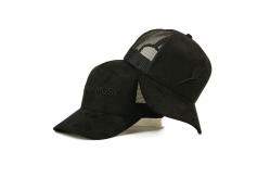 China Black 5 Panel Suede Trucker Hats With Curved Brim Embroidery Logo supplier