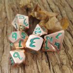 RPG Dice Sets Gold Multipurpose Manual Grinding Edge Light green copper material Polyhedral Precision Rolling for sale