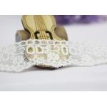 Milk Silk Nylon Eyelet Wedding Lace Trim For Garment , Floral Embroidered Lace Ribbon for sale