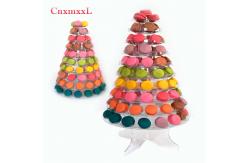 China Gray PVC Plastic Macaron Tower Stand Macaron Tier With Round Acrylic Base supplier