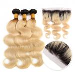 10A Grade 100% Peruvian Ombre Human Hair Extensions 1B / 613 Blonde Color for sale