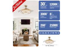 China 220V Crystal Retractable Ceiling Fan Light Dimmable Fandelier 6 Speed supplier