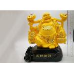 Poly Resin Custom Trophy Cup , Gold Plated Laughing Buddha Religious Crafts for sale