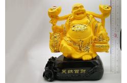 China Poly Resin Custom Trophy Cup , Gold Plated Laughing Buddha Religious Crafts supplier