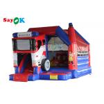Commercial Inflatable Bouncy Castle Fire Truck Inflatable Bounce House With Slide for sale