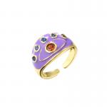 Resizable Dripping Oil Ring Micro Enamel Zircon Evil Eye Ring