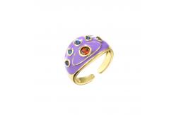 China Resizable Dripping Oil Ring Micro Enamel Zircon Evil Eye Ring supplier