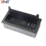 universal power strip with clamshell brush socket for office furniture system