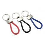 Weave PU Leather Strap Key Chains Metal Keyring Promotional Custom Key Holder for sale