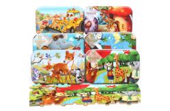 China Baby Cartoon Animal Puzzle Print Jigsaw Puzzle Educational Toy With A Tin Box supplier