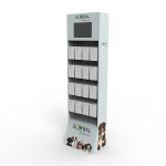 Pet Store Cardboard Display Stand Case Floor Standing Pegboard With LCD Screen for sale