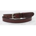 Embossed Curves Dark Brown Mens Casual Leather Belt With Antic Silver Buckle for sale