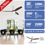 Remote LED Ceiling Fan With 3 Wood Blades Modern For Bedroom