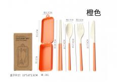 China 3 Piece Dinner Set Packaging Box Travel With Folding Chopsticks Spork Tableware supplier
