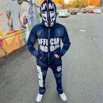 Custom Full Face Zip up 3d Puff Pint Hoodies Distressed Embroidery Rips Patch Slim Fit Streetwear Hoodie and Sweatpants Set for sale