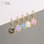 Moon And Star 24k Gold Plated Jewelry Round Dangle Drop Earrings for sale