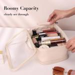 Large Leather Double Layer Clear Cosmetic Bag Shockproof With Zipper for sale
