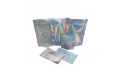 China Holographic Plastic Pouch Packaging Transparent Front Laser Film Customized Size supplier