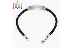 China 8g Arc Shaped Mens Custom Engraved Leather Bracelets supplier