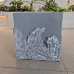 Minimalist Blue Fiber Clay Planter Waterproof For Yard Decorating for sale