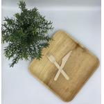 10 Disposable Square Areca Palm Leaf Plates With Fork Knife