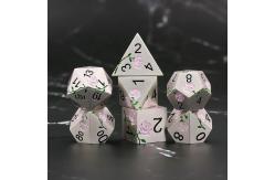 China Engraved HD Dice Red Rose Electroplated Silver Metal Dice For RPG Game supplier
